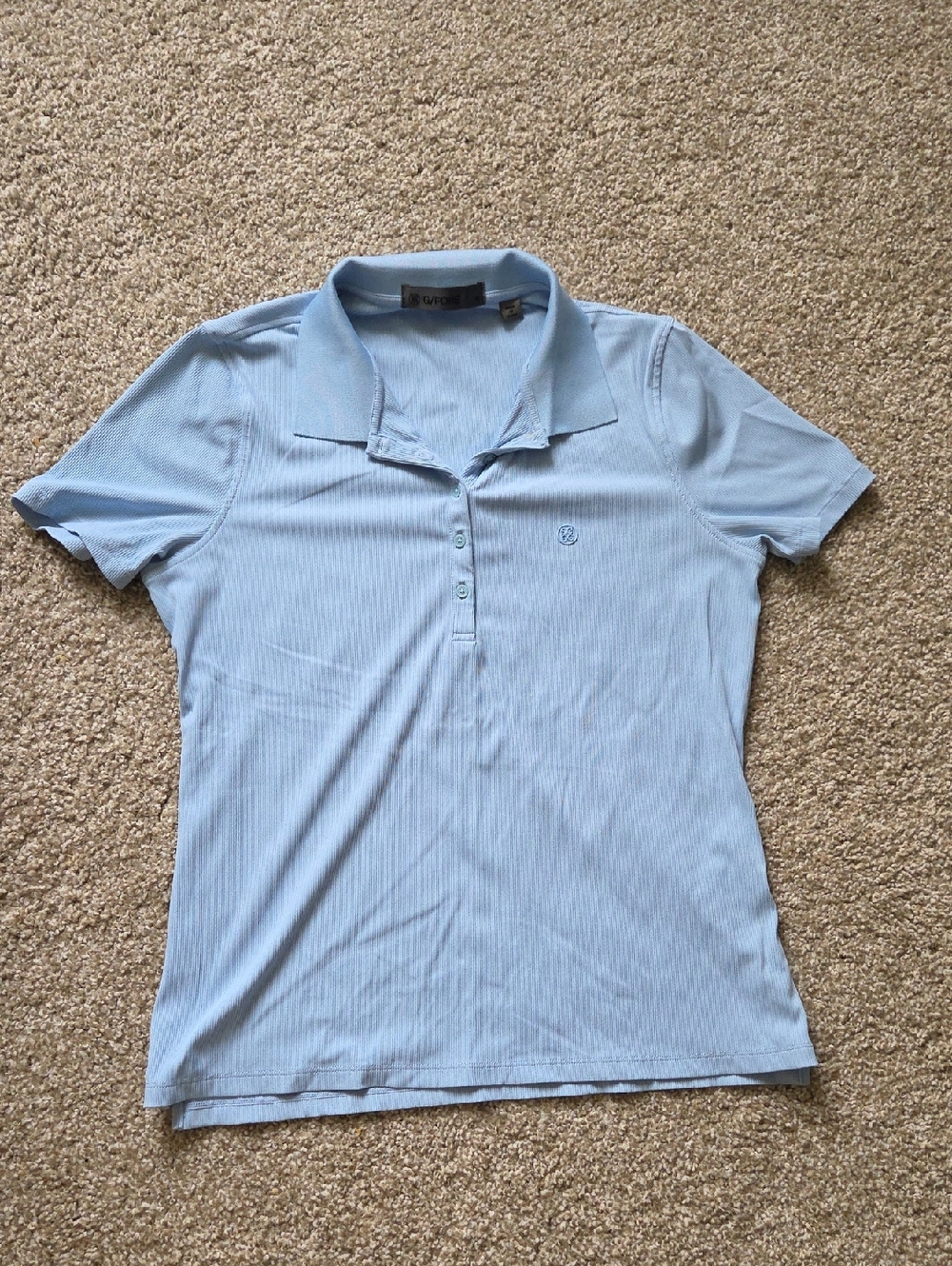 G/FORE Pale Blue Ribbed Polo Detail